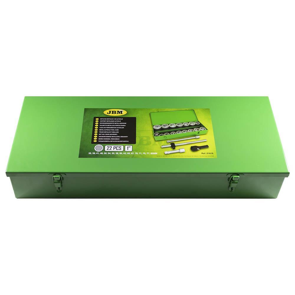 JBM-51616 22 Piece Metal Tool Case with 1" Autocle 12-Point Sockets Additional View 1-Sweeney Motor Factors