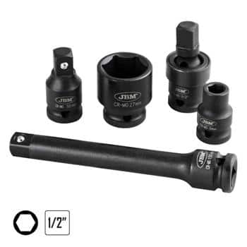 JBM-52345 Impact Socket Set Hexagona 1/2" Drivel 19pc