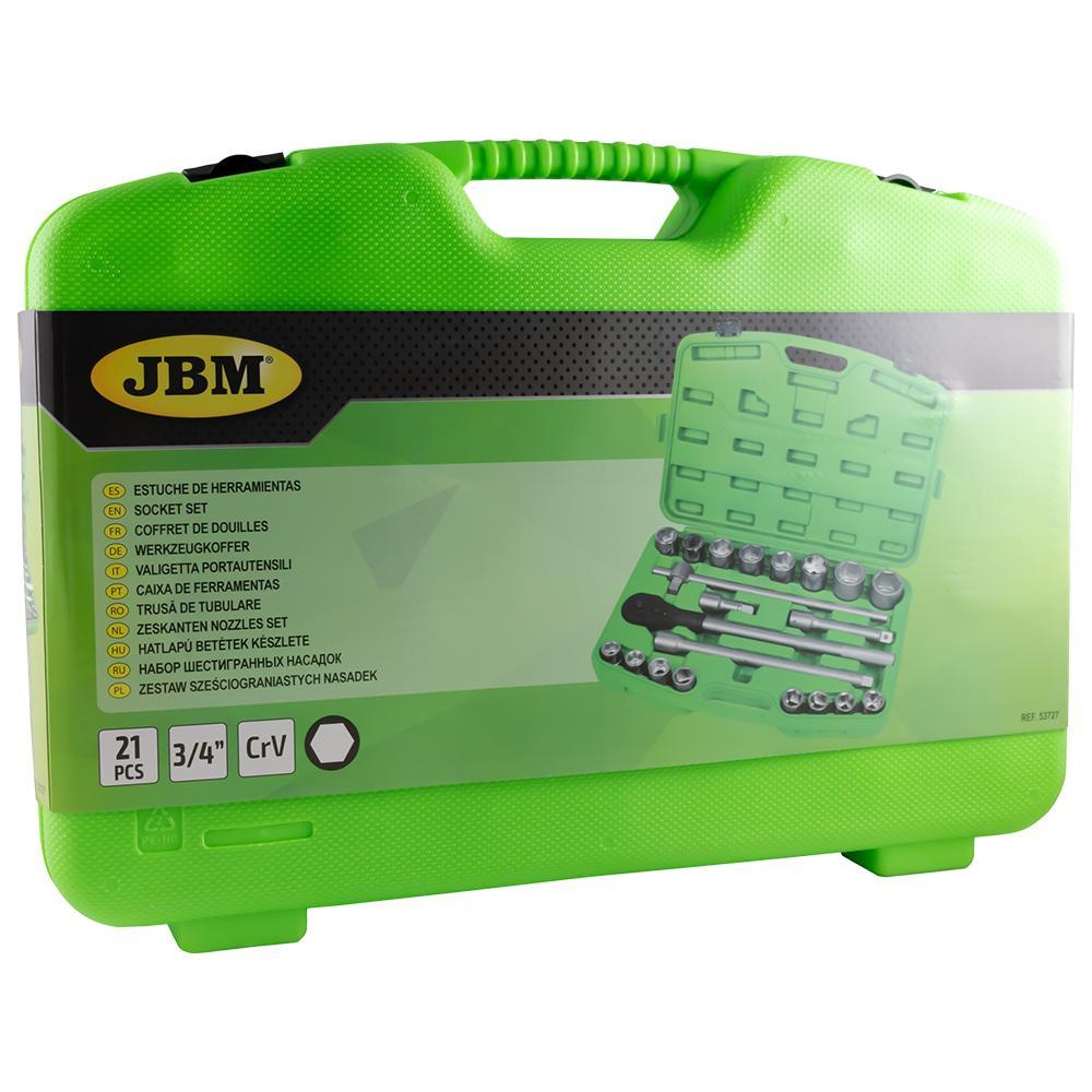 JBM-53727 21 Piece Plastic Tool Case with 3/4" Autocle 6-Point Sockets Additional View 2-Sweeney Motor Factors
