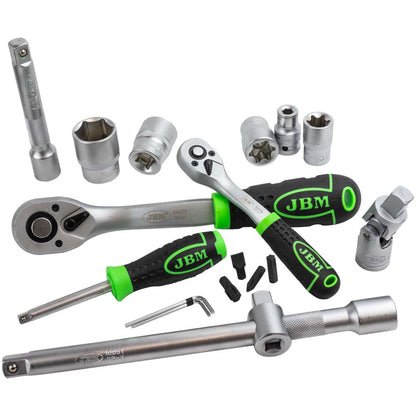 Jbm socket set tool kit 108pc with zinc finish 1/2’ &