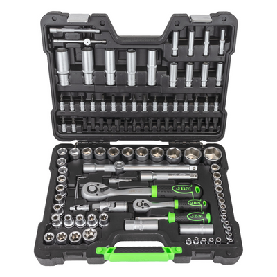 Jbm socket set tool kit 108pc with zinc finish 1/2’ &