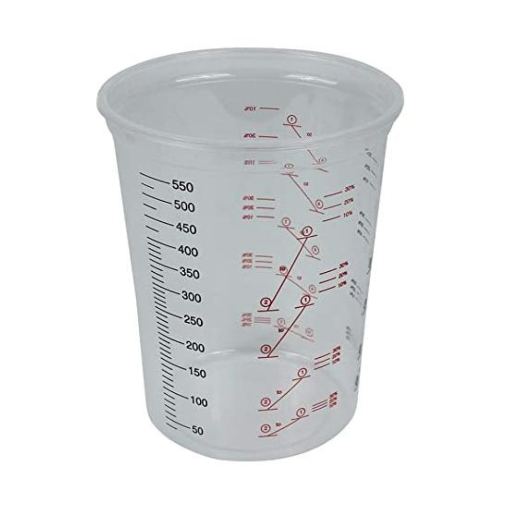 Polypropylene paint mixing cups 600cc pack of 50