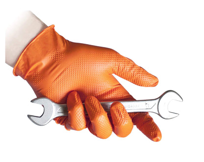 Reflexx N85 Powder-Free Orange Nitrile Gloves – Heavy-Duty, Full-Grip, and Chemical-Resistant PPE