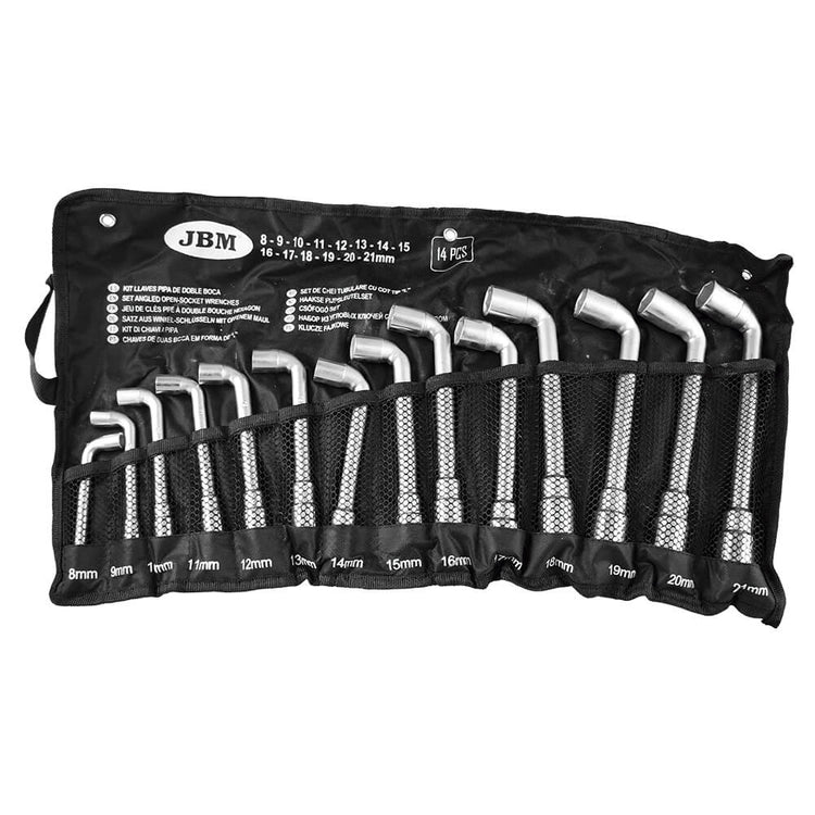 Set Of 14 Angled Open Socket Wrench Metric L-Shape Double End Spanner - Sweeney Motor Factors