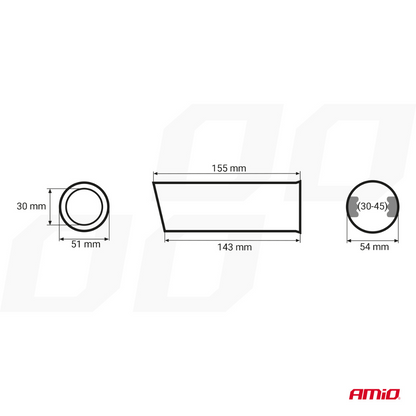 Single pipe exhaust tip 30 - 45mm mounting size 155mm long