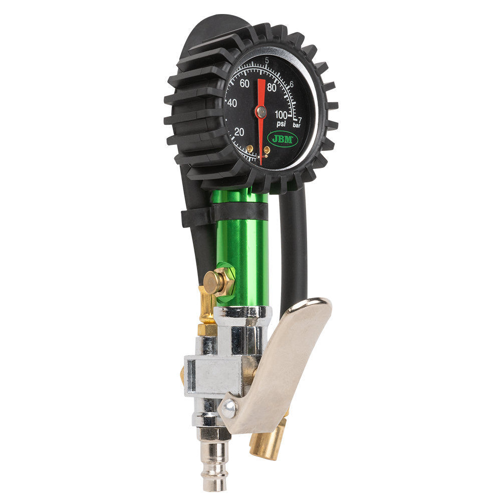 Tyre pressure gauge & inflator 0-100 psi 300mm hose air