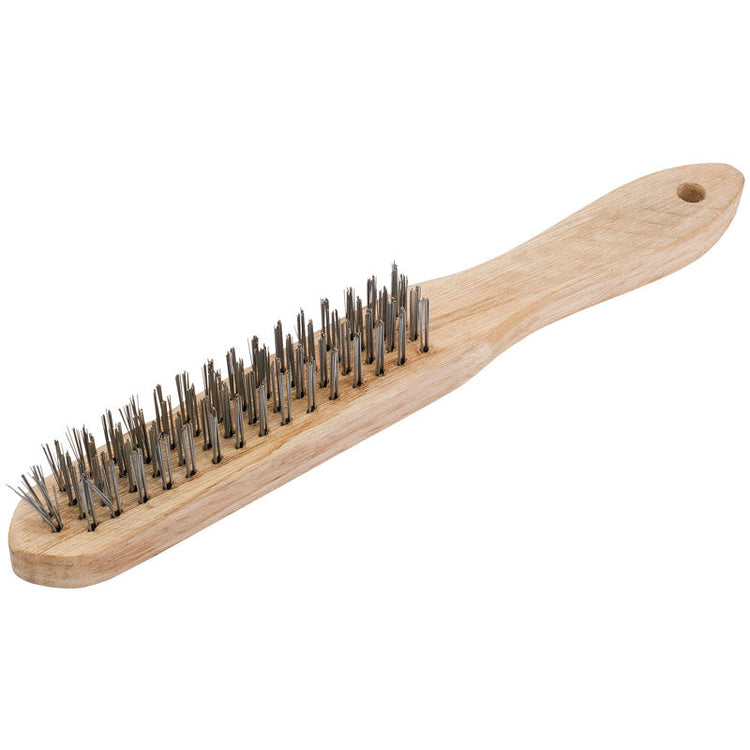 Wire Brush 4 Row With Wooden Handle For Scratching And Cleaning Surface's - Sweeney Motor Factors